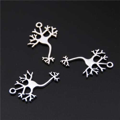 10pcs Silver Color Tree Molecular Charm Neuron Pendant For Jewelry Making Diy Jewelry Accessory A2487