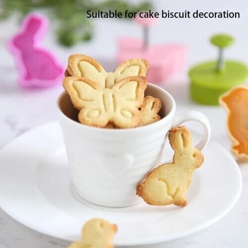 4Pcs/Set Plastic Cookie Cutter Cute Butterfly Rabbit Chick Easter Egg Shape Fondant Cookie Cutter Biscuit Cake Mold Kitchen Tool