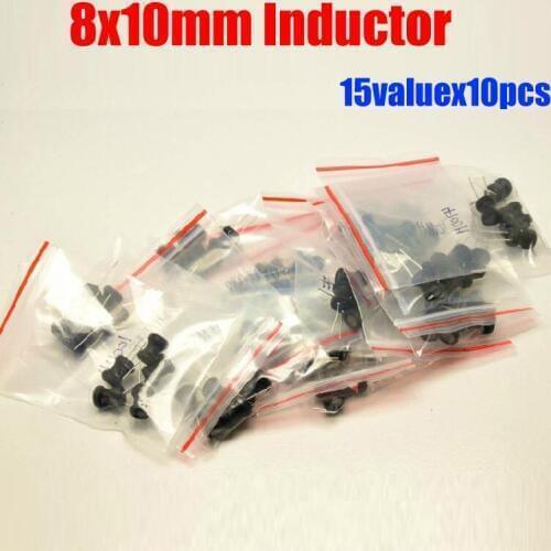 Free Shipping 15valuesX10pcs=150pcs 8x10mm Inductor Pack 10UH - 10MH 8*10 mm Inductors Kit