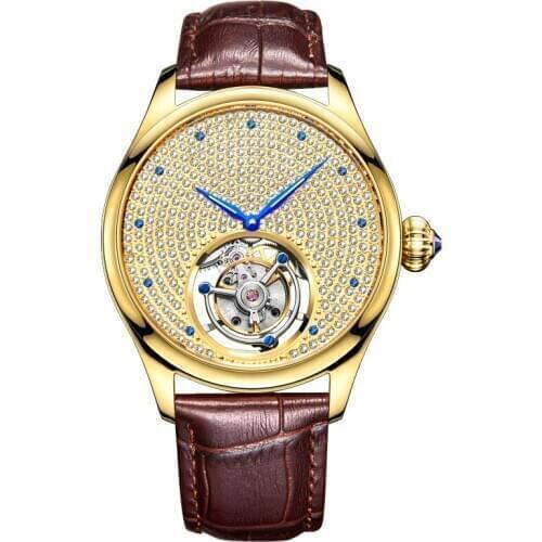 New Luxury Pilot Watch Men Real Automatic Mechanical Tourbillon Hollow Man Watch Diamond Brand sapphire Top Business Male Clock