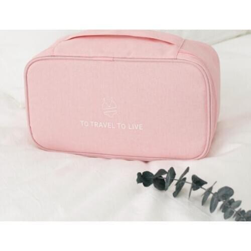 Women Girl Travel Cosmetic Makeup Bag Toiletry Wash Storage Case Solid Canvas Underwear Bra Bag 2021 New Style