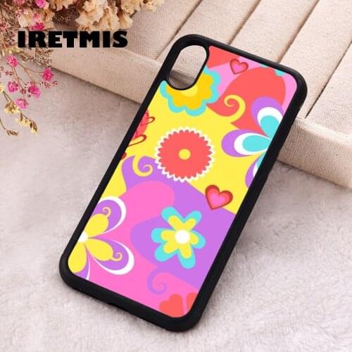 Iretmis 5 5S SE 2020 Phone Cover Case for iPhone 6 6S 7 8 Plus X Xs XR 11 12 Mini Pro Max Rubber Flowers And Hearts Swirl Around