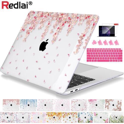 Redlai Crystal Flowers Case for MacBook Air 13 inch A1932 A2179 A2337 2020 Pro Retina 13 15 16 Touch bar A2141 A2338 A2251 Cover