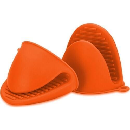 HOT 2x Oven Mini Mitts Silicone Heat Resistant Anti-scald Gloves for Cooking Pinch Grips, Pot Holder and potholders Orange
