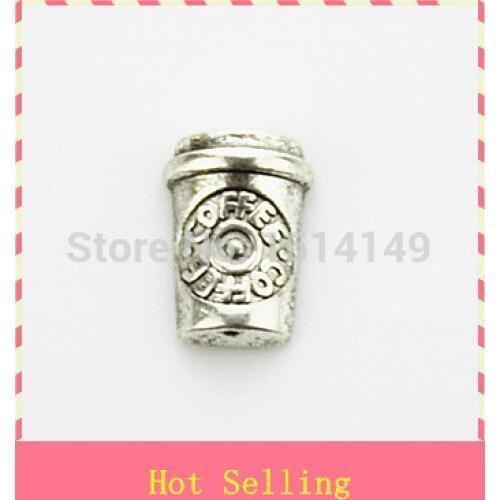 Hot selling coffee cup floating charms living glass floating memory locket