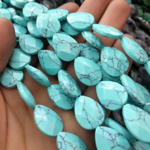 22PCS Faceted Semi Precios Stone Teardrop Shape 13x18MM Malachite Blue Turquoise Jade Labradonite Stone Free Shipping Women DIY