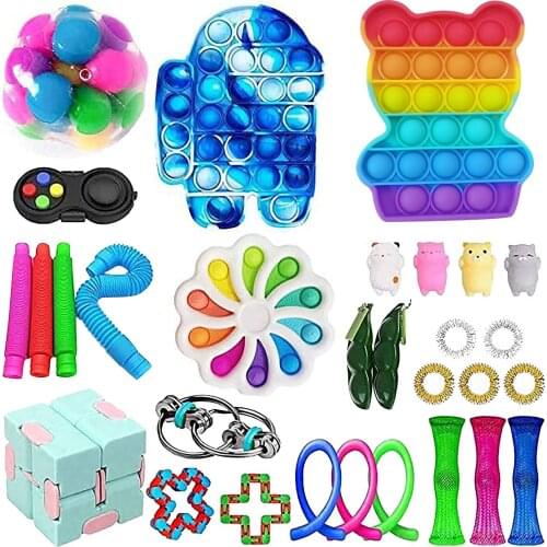 Sensory Fidget Toys Set Adult Kids Funny Antistress Toys Push Bubble Fidget Sensory Toy Autism Special Needs Stress Reliever Toy