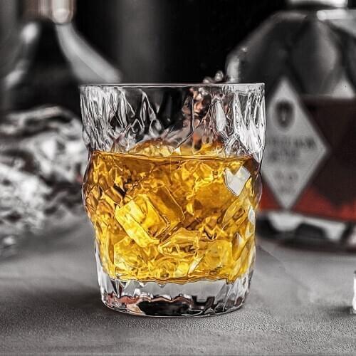 AI MASTER Design Jupiters Rift Whiskey Glass Crystal Irregular Check Heavy Whisky Tumbler Liquor Wine Cup Creative Rock Glasses