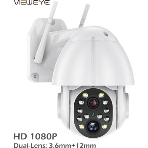 HD Dual-Lens 3.6mm+12mm PTZ Wifi Camera Outdoor Auto Tracking Home Security IP Camera 2MP Audio Speed Dome Camera H.265 YCC365