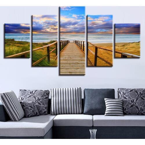 Seaside Road diy Diamond Painting 5 Piece Full Square Round Diamond Embroidery landscape Mosaic craft supplies home decor AA2199