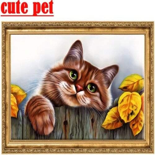 Cute cat Wallpaper Cross Stitch Painting Diy Diamond Painting Kits Full square round 5d Diamond Embroidery Mosaic Home Decor