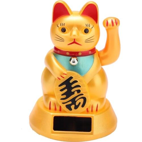 Chinese Lucky Wealth Waving Cat Golden Feng Shui Waving Hand Cat Home Decor Welcome Cat Beckoning Maneki Crafts Car Ornaments