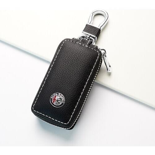 Leather Car Key Case Car Logo Cover For Alfa Romeo 4C Mito Giulietta Myth 159 GTO GTA Smart Key Folding Remote Cover Keychain