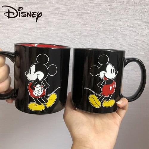 Disney mug, cartoon black Mickey cute ceramic mug, heat resistant large capacity coffee mug milk mug drinking mug