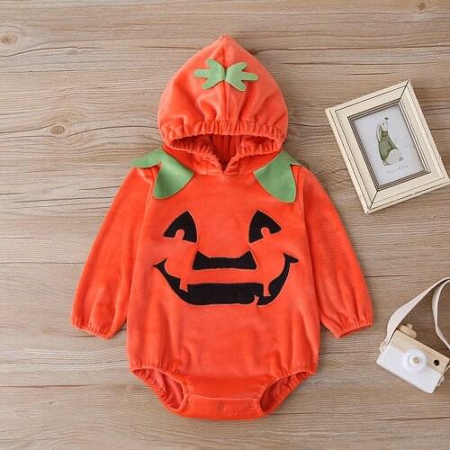 Fashion Newborn Infant Baby Boys Girls Long Sleeve Hooded Pumpkin Style Halloween Autumn Romper Jumpsuit One Piece Costume#p4