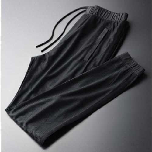 Minglu Summer Mens Pants High Quality Hollow Out Ventilate Casual Ankle-length Male Pants Plus Size 4xl Mesh Slim Fit Man Pants