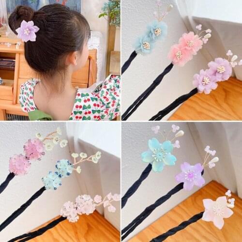 HigoodLittle girl plunge into balls head go artifact ms flower children tire 2021 new lazy headdress flower hair accessories