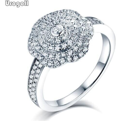 Brand New Pure Silver 925 Jewelry Flower Cubic Zirconia Ring Luxury Jewelry Rings Wedding Finger Rings For Girl Women Gifts