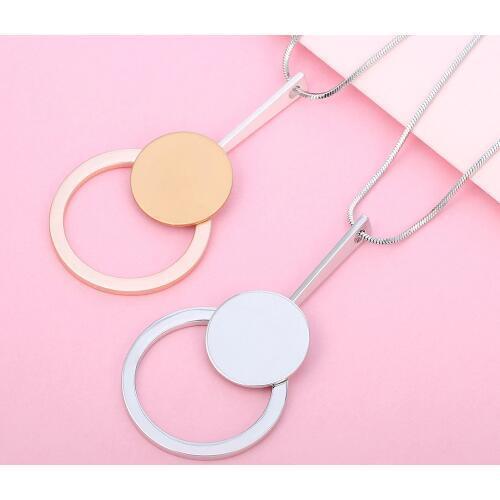Necklaces for Women Circle Pendant Silver Plated Plated Long Statement Necklace Simple Sweater Chain Jewelry collier femme 2020