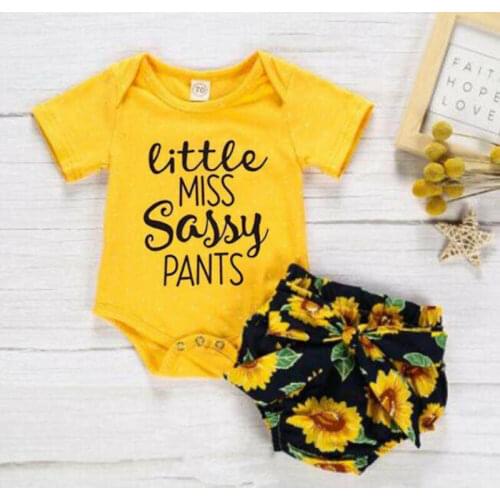 Pudcoco 2020 Summer Infant Baby Girl Sassy T-shirt Sunflower Shorts Pants Casual Clothes