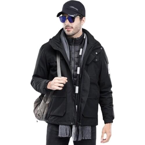 Down jacket mens down jacket mens three in one detachable cold proof jacket winter outdoor mountaineering jacket