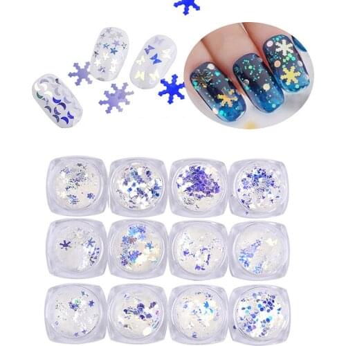 Christmas Nail Art Glitter Sequins Powder AB Chameleon Hexagon Flakes Manicure Decoration UV Gel Polish 3D Tips DIY Tool
