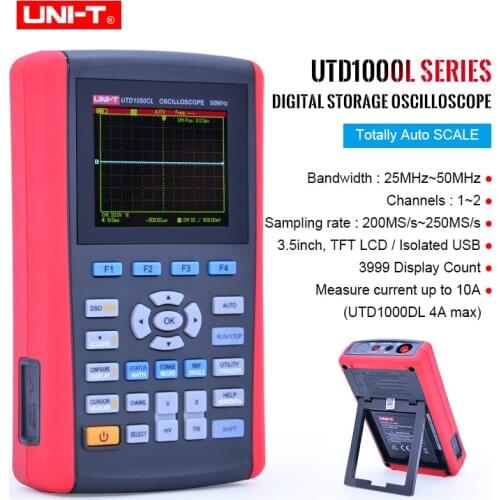 UNI-T UTD1025CL Handheld Digital Storage Oscilloscopes 3.5"LCD Digital display Fully Auto Scale Oscilloscopes With multimeter