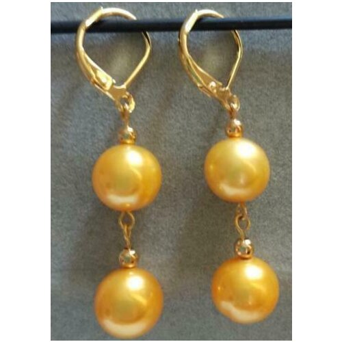 14K Gold 8-9 MM AAA PERFECT South Sea Gold Yellow Pearl Earrings