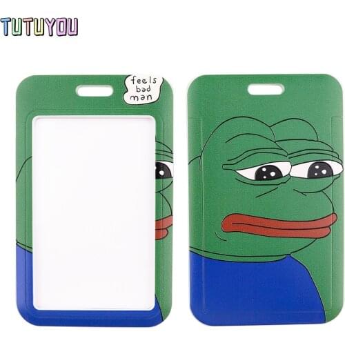 PC3060 Sad Frog lanyard card ID Holder Car KeyChain ID Card Pass Gym Mobile Phone Badge Kids Key Ring Holder Jewelry