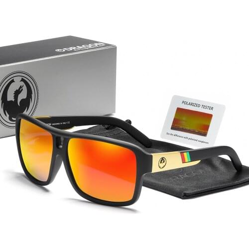 Brand Dragon Sunglasses Polarized lens Men outdoor Sun Glasses Square Red Mirror lens UV400 Protection 12 colors