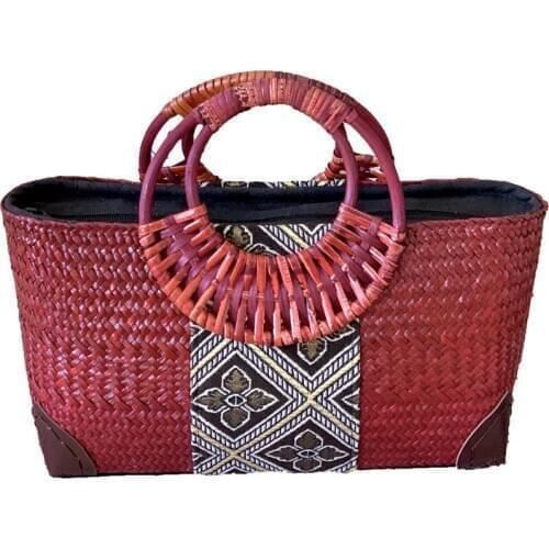 Retro Chinese Style Handmade Bamboo Woven Bag Ethnic Style Womens Bag Artistic Straw Woven Bag Mini Portable Rattan Storage