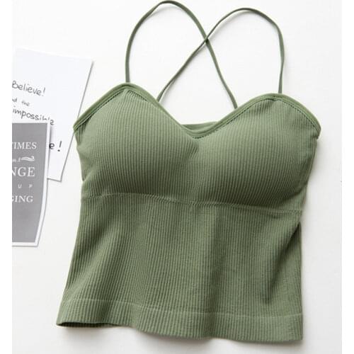 Women Crop Top Tanks Seamless Underwear Sport Crop Tops Tee Sexy Lingerie Knitted Intimates With Removable Padded Camisole Femme
