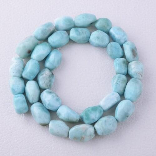 High Quality Natural Genuine Dominican Blue Larimar Nugget Freeform Real Gems Stone 15" Strand Jewelry Making DIY