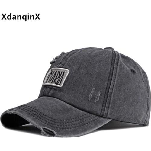 XdanqinX New Personality Embroidery Washed Cotton Baseball Caps For Men And Women Adjustable Size Casual Couple Hat Snapback Cap