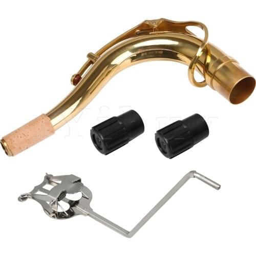 Yibuy Gold Copper Tenor Saxophone Elbow Bend Neck Sax End Plug Saxophone Lyre