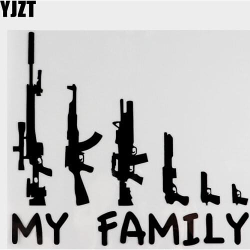 YJZT 20X18.2CM MY FAMILY Gun Cartoon Fun Vinyl Car Sticker Motorcycle Decals S8-0004