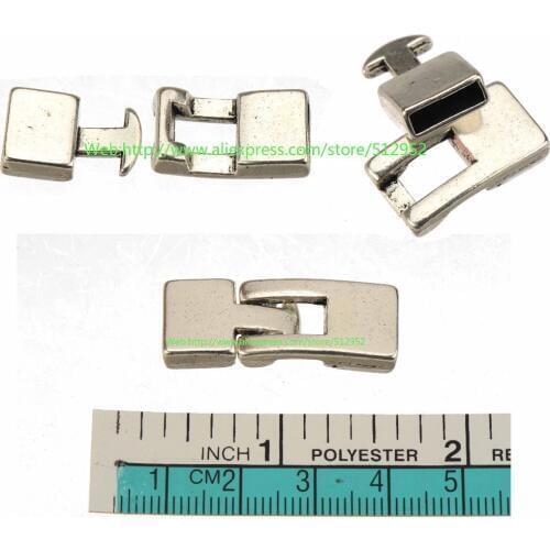 Diy clasps for leather cord bracelets bangles hooks toggles 10mm flat hole antique silver metal jewelry findings 32*12mm 10pcs
