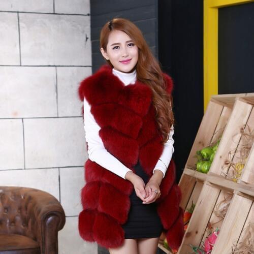 2019 Natural Real Fox Fur Vest Sleeveless Coat whole skin