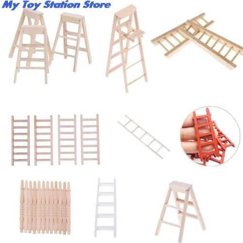 1/4pcs 1:12 Dollhouse Miniature Furniture Handmade Wooden Ladder Fairy Door For Kid Magic Tooth Fairy Doll Accessories New