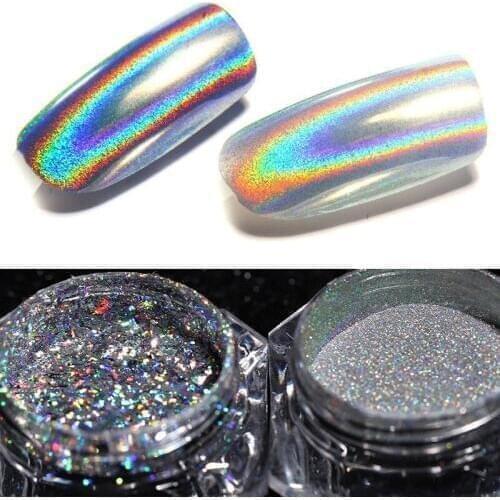 1box Super Flashing Holographic Laser Nail Powder for UV Gel Polish Unicorn Powder Nail Glitter Dust Nail Art Chrome Pigment