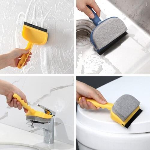2 In 1 Design Glass Window Wiper Double Sided Scouring Pad Sponge Cleaning Brush Car Window Glass Squeegee Cleaning Tools