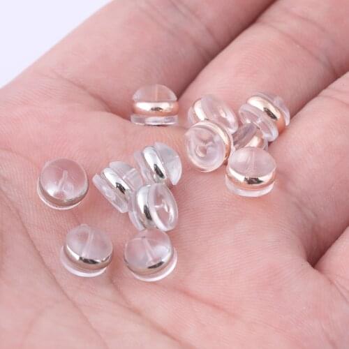 20pcs Metal Ring Loop rubber Earring Backs Diy Ear Stoppers For Jewelry Making Supplies