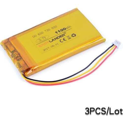 3PCS/Lot 3.7V 1100mAh replacement Li-Polymer Battery For MP4 E-Book Tomtom Go530 Go 630 Go630T 720 730 730T 930T VF8 DVR