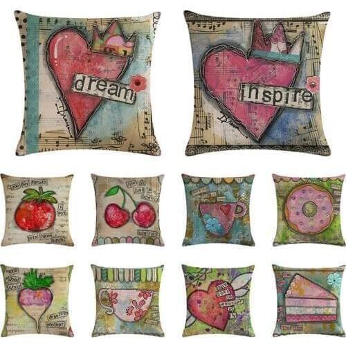 45cm*45cm Watercolor Vegetable Carrot Summer Fruits Dinner Room Decoration Cushion Cover Nordic Sofa Throw Pillow 1478