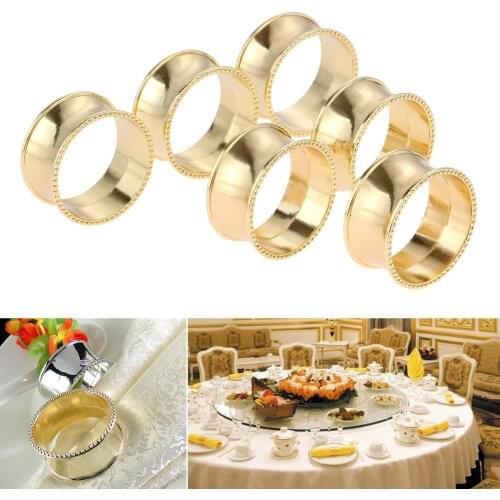 6pcs Round Napkin Rings Wedding Napkin Holder Gold Napkin Buckle Wedding Party Festival Dinner Table Decor Hotel Supplies