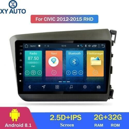9 inch 2.5D IPS HD multi-touch screen Android8.1 2G RAM 32G ROM NAVI for Honda civic 2012-2015 right with Bluetooth USB WIFI SWC