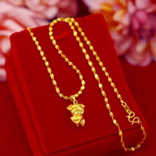 African Gold Color Necklaces for Women Pig Pendant Necklace Wedding Bridal Jewelry Accessories Collier Choker New Years Gifts