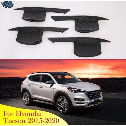 For Hyundai Tucson 2015-2020 Car Accessories Carbon Fiber Style Door Handle Bowl Cover Cup Cavity Trim