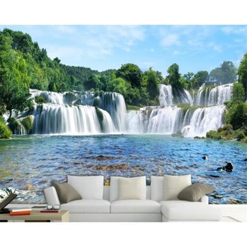 Beibehang Nature Landscape Waterfall Water 3D Mural Landscape Wall wall papers home decor papel de parede modern wallpaper