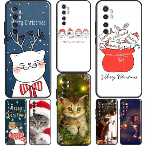 Merry Christmas Cat For POCO X3 Pro M3 F2 F3 Case For Xiaomi Mi 11 Ultra 9T 10T Pro A3 Mi Note 10 Lite Cover